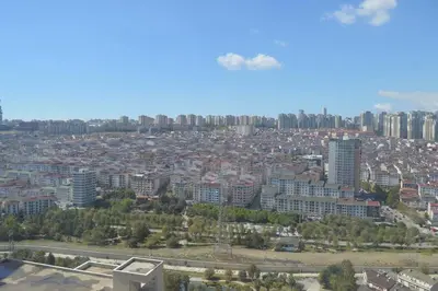 an aerial view of a city with tall buildings at King Suite MS5 in Esenyurt