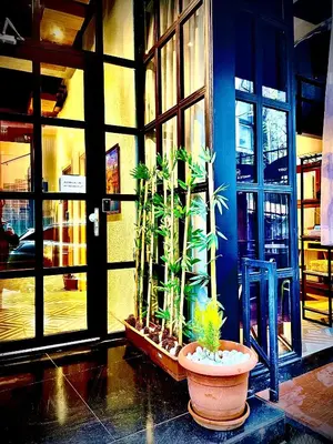 a plant in a pot in front of a building at Mates Port Hotel in Istanbul