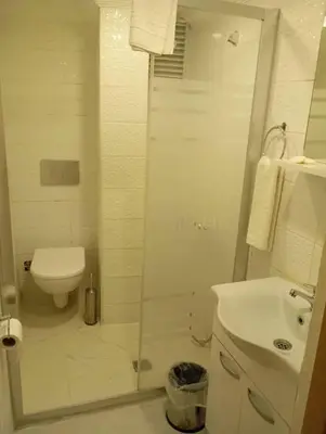 a bathroom with a shower and a toilet and a sink at Vento in Istanbul