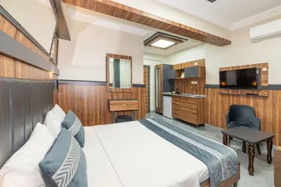 a hotel room with a bed and a television at La Serena Taxim Hotel in Istanbul
