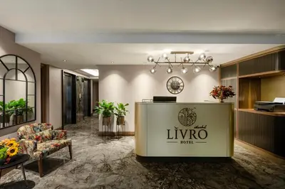a lobby of a hotel with a living room at Livro Hotel in Istanbul