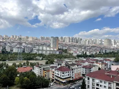 a city with tall buildings in the distance at King Suite ZG5 in Esenyurt