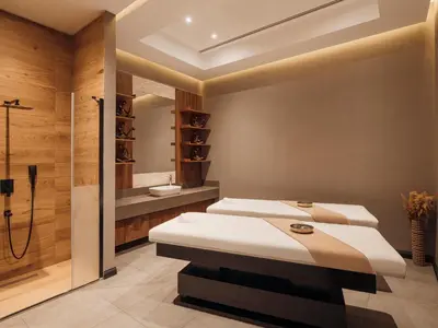 two beds in a bathroom with a shower at Selectum City Ataşehir in Istanbul