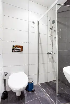 a bathroom with a toilet and a sink and a shower at Aram Kerasi Rooms in Istanbul