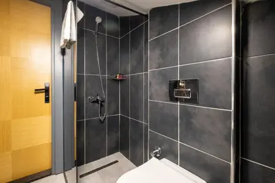 a bathroom with a shower with a toilet at 216 Bosphorus in Istanbul