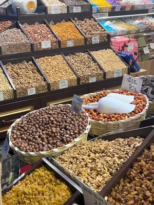 a market filled with lots of different types of nuts at Sami hotel in Istanbul