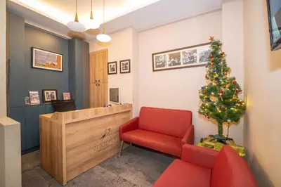 an office with a christmas tree in a waiting room at Hotel Martin in Istanbul
