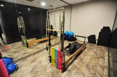 a gym with two swings and some balls at Trendy Cool Bright Studio Parking PoolViews! #254 in Istanbul