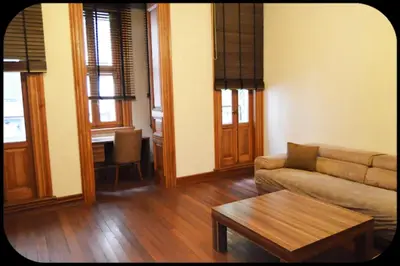 a living room with a couch and a coffee table at Aslan Residence in Istanbul