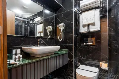 a bathroom with a sink and a toilet at THE BOSFOR HOTEL in Istanbul