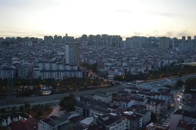 an aerial view of a city with tall buildings at Two Bedroom King Deluxe Suite IS9 in Esenyurt