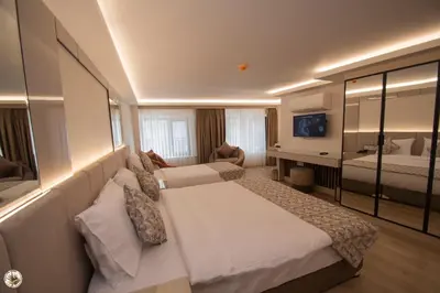 a hotel room with a large bed and a television at Vera Life Hotel in Istanbul