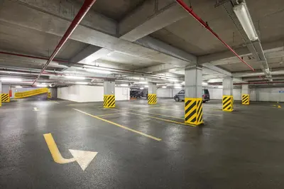 an empty parking garage with cars parked in it at Mayar Residence Hotel in Istanbul